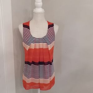 NY&COMPANY SUNSET ORANGE RED BROWN STRIPE TANK TOP SIZE M